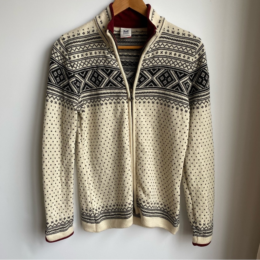 Dale of Norway Valle 100% New Wool Full Zipper Sweater Fair Isle Jumper Cardigan